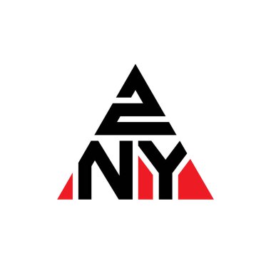 Üçgen şekilli ZNY üçgen harf logosu tasarımı. ZNY üçgen logo tasarımı monogramı. Kırmızı renkli ZNY üçgen vektör logo şablonu. ZNY üçgen logosu Basit, Zarif ve Lüks Logo.