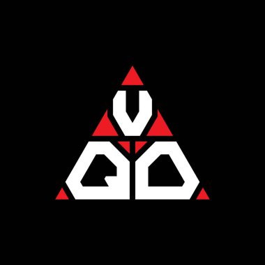 Üçgen şekilli VQO üçgen harf logosu tasarımı. VQO üçgen logo tasarımı monogramı. Kırmızı renkli VQO üçgen vektör şablonu. VQO üçgen logosu Basit, Zarif ve Lüks Logo.