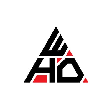 WHO üçgen harf logosu dizaynı ve üçgen şekli. WHO üçgen logo tasarımı monogramı. WHO üçgen logo şablonu kırmızı renkte. WHO üçgen logosu Basit, Zarif ve Lüks Logo. Kim?