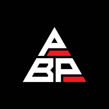 Üçgen şekilli PBP üçgen harf logosu tasarımı. PBP üçgen logo tasarımı monogramı. Kırmızı renkli PBP üçgen vektör şablonu. PBP üçgen logosu Basit, Zarif ve Lüks Logo.