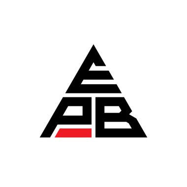 Üçgen şekilli EPB üçgen harf logosu tasarımı. EPB üçgen logo tasarımı monogramı. Kırmızı renkli EPB üçgen vektör logo şablonu. EPB üçgen logosu Basit, Zarif ve Lüks Logo.