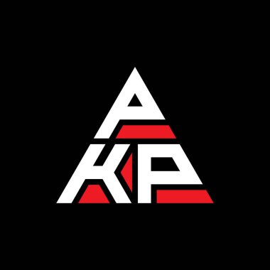 Üçgen şekilli PKP üçgen harf logosu tasarımı. PKP üçgen logo tasarımı monogramı. Kırmızı renkli PKP üçgen vektör şablonu. PKP üçgen logosu Basit, Zarif ve Lüks Logo.