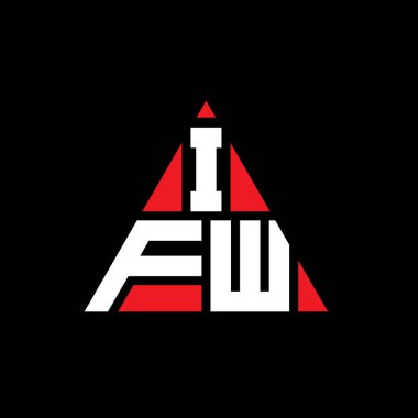 Üçgen şekilli IFW üçgen harf logosu tasarımı. IFW üçgen logo tasarımı monogramı. Kırmızı renkli IFW üçgen vektör şablonu. IFW üçgen logosu Basit, Zarif ve Lüks Logo.