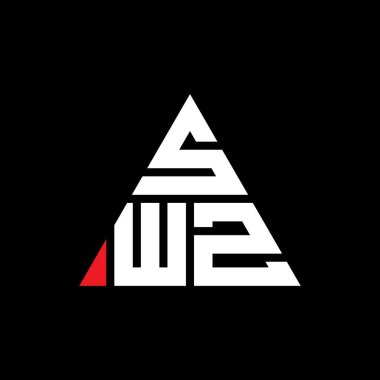 Üçgen şekilli SWZ üçgen harf logosu tasarımı. SWZ üçgen logo tasarımı. SWZ üçgen logo şablonu kırmızı renkte. SWZ üçgen logosu Basit, Zarif ve Lüks Logo.