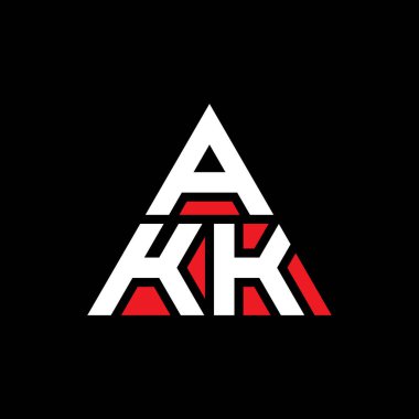 Üçgen şekilli üçgen harf logosu tasarımı. AKK üçgen logo tasarımı monogramı. AKK üçgen logo şablonu kırmızı renkte. AKK üçgen logosu Basit, Zarif ve Lüks Logo.