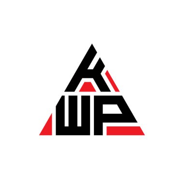 Üçgen şekilli KWP üçgen harf logosu tasarımı. KWP üçgen logo tasarımı monogramı. Kırmızı renkli KWP üçgen vektör şablonu. KWP üçgen logosu Basit, Zarif ve Lüks Logo.