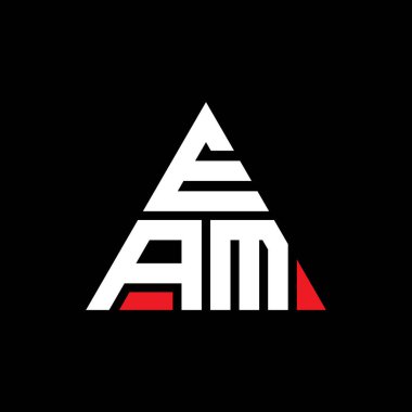 Üçgen şekilli EAM üçgen harf logosu tasarımı. EAM üçgen logo tasarımı monogramı. Kırmızı renkli EAM üçgen vektör logo şablonu. EAM üçgen logosu Basit, Zarif ve Lüks Logo.