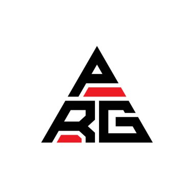 Üçgen şekilli PRG üçgen harf logosu tasarımı. PRG üçgen logo tasarımı monogramı. Kırmızı renkli PRG üçgen vektör şablonu. PRG üçgen logosu Basit, Zarif ve Lüks Logo.