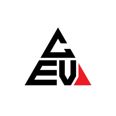 Üçgen şekilli CEV üçgen harf logosu tasarımı. CEV üçgen logo tasarımı monogramı. CEV üçgen logo şablonu kırmızı renkte. CEV üçgen logosu Basit, Zarif ve Lüks Logo.