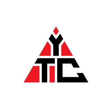 Üçgen şekilli YTC üçgen harf logosu tasarımı. YTC üçgen logo tasarımı monogramı. Kırmızı renkli YTC üçgen vektör şablonu. YTC üçgen logosu Basit, Zarif ve Lüks Logo.