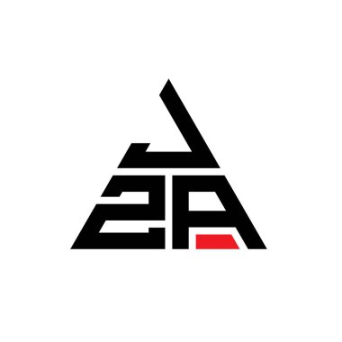 Üçgen şekilli JZA üçgen harf logosu tasarımı. JZA üçgen logo tasarımı monogramı. Kırmızı renkli JZA üçgen vektör logo şablonu. JZA üçgen logosu Basit, Zarif ve Lüks Logo.
