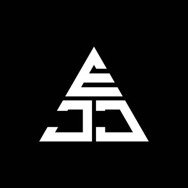 Üçgen şekilli EJJ üçgen harf logosu tasarımı. EJJ üçgen logo tasarımı monogramı. Kırmızı renkli EJJ üçgen vektör logo şablonu. EJJ üçgen logosu Basit, Zarif ve Lüks Logo.