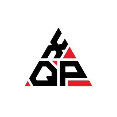 Üçgen şekilli XQP üçgen harf logosu tasarımı. XQP üçgen logo tasarımı monogramı. Kırmızı renkli XQP üçgen vektör şablonu. XQP üçgen logosu Basit, Zarif ve Lüks Logo.