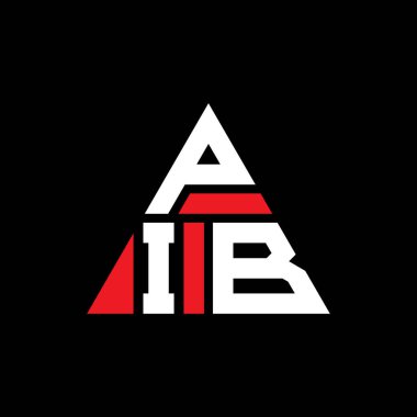Üçgen şekilli PIB üçgen harf logosu tasarımı. PIB üçgen logo tasarımı monogramı. Kırmızı renkli PIB üçgen vektör logo şablonu. PIB üçgen logosu Basit, Zarif ve Lüks Logo.