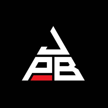 Üçgen şekilli JPB üçgen harf logosu tasarımı. JPB üçgen logo tasarımı monogramı. Kırmızı renkli JPB üçgen vektör logo şablonu. JPB üçgen logosu Basit, Zarif ve Lüks Logo.