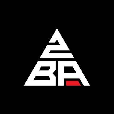 Üçgen şekilli ZBA üçgen harf logosu tasarımı. ZBA üçgen logo tasarımı monogramı. Kırmızı renkli ZBA üçgen vektör logo şablonu. ZBA üçgen logosu Basit, Zarif ve Lüks Logo.
