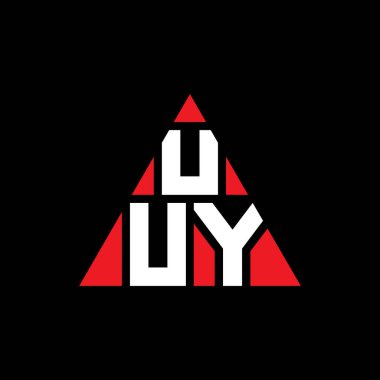 Üçgen şekilli UUUY üçgen harf logosu tasarımı. UUY üçgen logo tasarımı. Kırmızı renkli UUY üçgen vektör logo şablonu. UUUY üçgen logosu Basit, Zarif ve Lüks Logo.