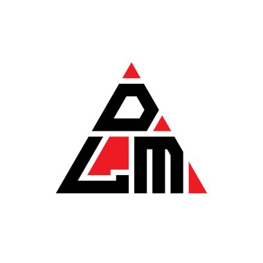 Üçgen şekilli DLM üçgen harf logosu tasarımı. DLM üçgen logo tasarımı monogramı. Kırmızı renkli DLM üçgen vektör logo şablonu. DLM üçgen logosu Basit, Zarif ve Lüks Logo.