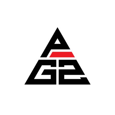 Üçgen şekilli PGZ üçgen harf logosu tasarımı. PGZ üçgen logo tasarımı monogramı. Kırmızı renkli PGZ üçgen vektör şablonu. PGZ üçgen logosu Basit, Zarif ve Lüks Logo.