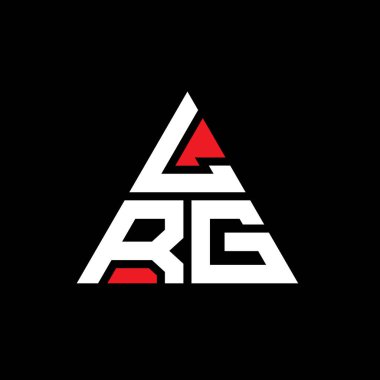 Üçgen şekilli LRG üçgen harf logosu tasarımı. LRG üçgen logo tasarımı monogramı. Kırmızı renkli LRG üçgen vektör şablonu. LRG üçgen logosu Basit, Zarif ve Lüks Logo.