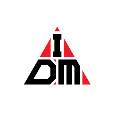 Üçgen şekilli IDM üçgen harf logosu tasarımı. IDM üçgen logo tasarımı monogramı. Kırmızı renkli IDM üçgen vektör logo şablonu. IDM üçgen logosu Basit, Zarif ve Lüks Logo.