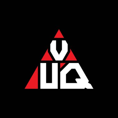 Üçgen şekilli VUQ üçgen harf logosu tasarımı. VUQ üçgen logo tasarımı monogramı. Kırmızı renkli VUQ üçgen vektör şablonu. VUQ üçgen logosu Basit, Zarif ve Lüks Logo.