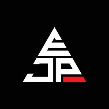 Üçgen şekilli EJP üçgen harf logosu tasarımı. EJP üçgen logo tasarımı monogramı. Kırmızı renkli EJP üçgen vektör logo şablonu. EJP üçgen logosu Basit, Zarif ve Lüks Logo.