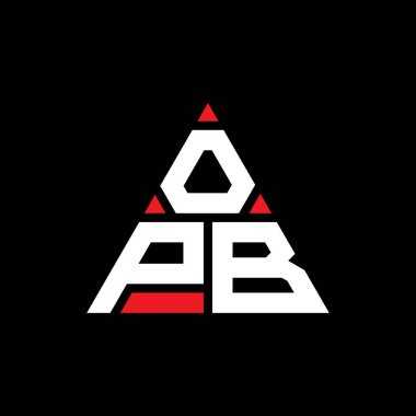 OPB üçgen harfli logo dizaynı. Üçgen şekilli. OPB üçgen logo tasarımı monogramı. OPB üçgen logo şablonu kırmızı renkte. OPB üçgen logosu Basit, Zarif ve Lüks Logo.