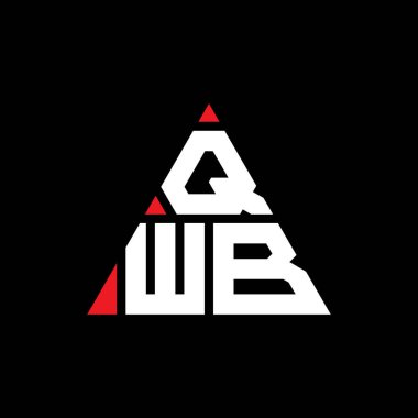 Üçgen şekilli QWB üçgen harf logosu tasarımı. QWB üçgen logo tasarımı monogramı. Kırmızı renkli QWB üçgen vektör şablonu. QWB üçgen logosu Basit, Zarif ve Lüks Logo.