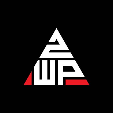 Üçgen şekilli ZWP üçgen harf logosu tasarımı. ZWP üçgen logo tasarımı monogramı. Kırmızı renkli ZWP üçgen vektör şablonu. ZWP üçgen logosu Basit, Zarif ve Lüks Logo.