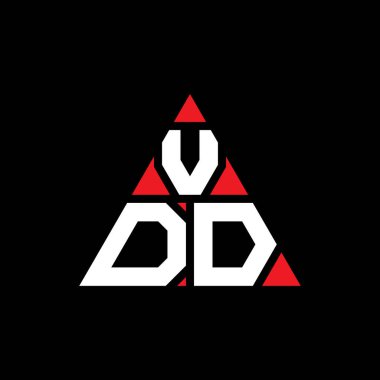 Üçgen şekilli VDD üçgen harf logosu tasarımı. VDD üçgen logo tasarımı monogramı. Kırmızı renkli VDD üçgen vektör logo şablonu. VDD üçgen logosu Basit, Zarif ve Lüks Logo.