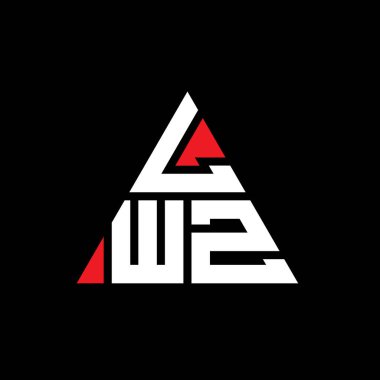 Üçgen şekilli LWZ üçgen harf logosu tasarımı. LWZ üçgen logo tasarımı monogramı. LWZ üçgen logo şablonu kırmızı renkte. LWZ üçgen logosu Basit, Zarif ve Lüks Logo.