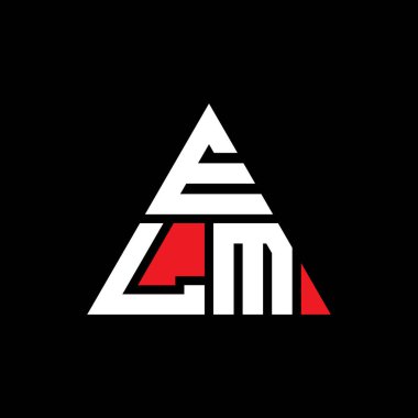 Üçgen şekilli ELM üçgen harf logosu tasarımı. ELM üçgen logo tasarımı monogramı. Kırmızı renkli ELM üçgen vektör logo şablonu. ELM üçgen logosu Basit, Zarif ve Lüks Logo.