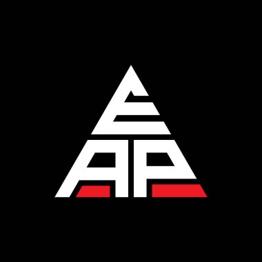 Üçgen şekilli EAP üçgen harf logosu tasarımı. EAP üçgen logo tasarımı monogramı. Kırmızı renkli EAP üçgen vektör logo şablonu. EAP üçgen logosu Basit, Zarif ve Lüks Logo.