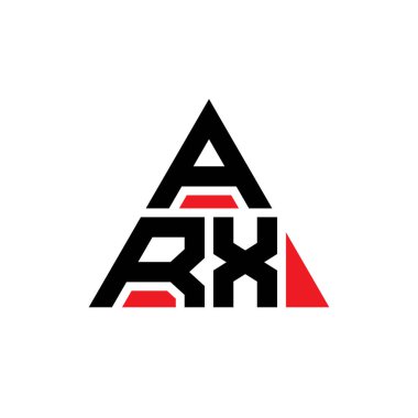 ARX üçgen şekilli harf logosu tasarımı. ARX üçgen logo tasarımı monogramı. Kırmızı renkli ARX üçgen vektör logo şablonu. ARX üçgen logosu Basit, Zarif ve Lüks Logo.