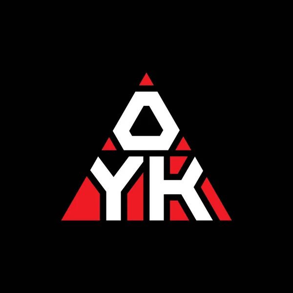 Oyk三角形字母标志设计与三角形形状 Oyk三角形标志设计单字 Oyk三角形矢量标识模板与红色 Oyk三角标识简单 豪华的标志 — 图库矢量图片