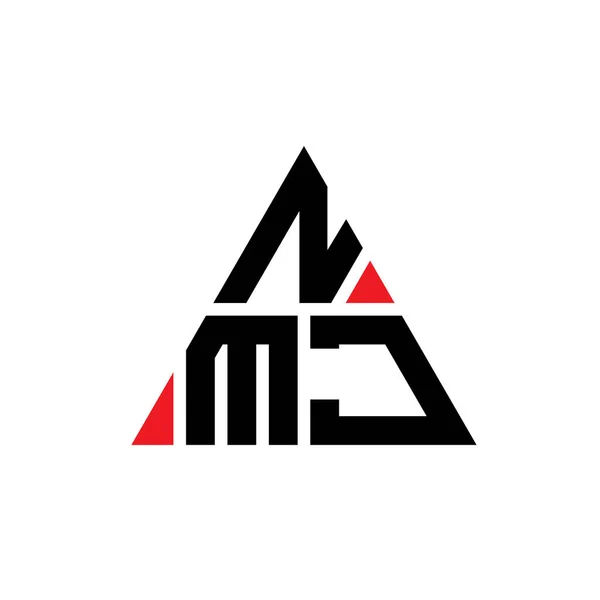 三角形のNmj三角形の文字のロゴデザイン Nmj三角形のロゴデザインモノグラム Nmj三角形ベクトルロゴテンプレートと赤い色 Nmj三角形のロゴシンプル エレガントで豪華なロゴ — ストックベクタ