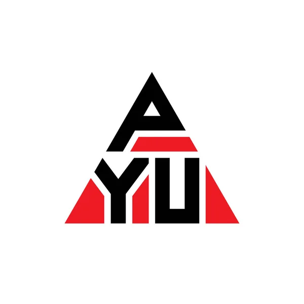 Pyu三角形字母标识设计与三角形形状 Pyu三角形徽标设计单字 带有红色的Pyu三角形矢量标识模板 Pyu三角标识简单 豪华的标志 — 图库矢量图片