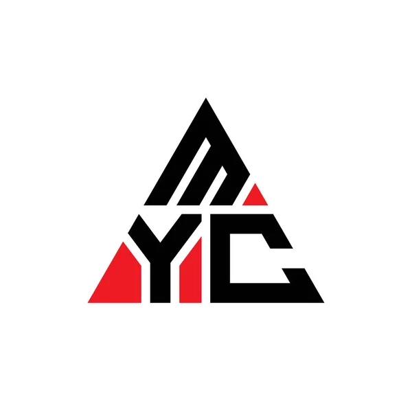 Design Trojúhelníkového Písmene Myc Trojúhelníkovým Tvarem Myc Trojúhelník Logo Design — Stockový vektor
