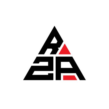 Üçgen şekilli RZA üçgen harf logosu tasarımı. RZA üçgen logo tasarımı monogramı. Kırmızı renkli RZA üçgen vektör logo şablonu. RZA üçgen logosu Basit, Zarif ve Lüks Logo.