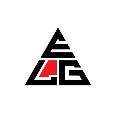 Üçgen şekilli ELG üçgen harf logosu tasarımı. ELG üçgen logo tasarımı monogramı. Kırmızı renkli ELG üçgen vektör logo şablonu. ELG üçgen logosu Basit, Zarif ve Lüks Logo.