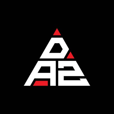 Üçgen şekilli DAZ üçgen harf logosu tasarımı. DAZ üçgen logo tasarımı monogramı. Kırmızı renkli DAZ üçgen vektör logosu şablonu. DAZ üçgen logosu Basit, Zarif ve Lüks Logo.