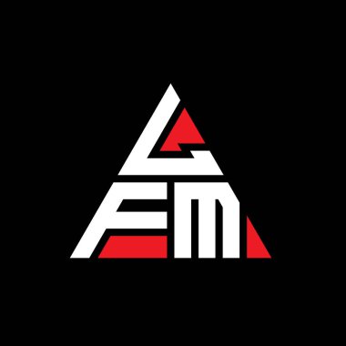 Üçgen şekilli LFM üçgen harf logosu tasarımı. LFM üçgen logo tasarımı monogramı. Kırmızı renkli LFM üçgen vektör şablonu. LFM üçgen logosu Basit, Zarif ve Lüks Logo.