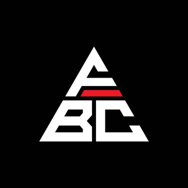 Üçgen şekilli FBC üçgen harf logosu tasarımı. FBC üçgen logo tasarımı monogramı. Kırmızı renkli FBC üçgen vektör logo şablonu. FBC üçgen logosu Basit, Zarif ve Lüks Logo.