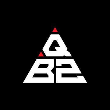 Üçgen şekilli QBZ üçgen harf logosu tasarımı. QBZ üçgen logo tasarımı monogramı. Kırmızı renkli QBZ üçgen vektör şablonu. QBZ üçgen logosu Basit, Zarif ve Lüks Logo.