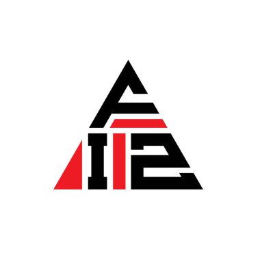Üçgen şekilli FIZ üçgen harf logosu tasarımı. FIZ üçgen logo tasarımı monogramı. Kırmızı renkli FIZ üçgen vektör logo şablonu. FIZ üçgen logosu Basit, Zarif ve Lüks Logo.