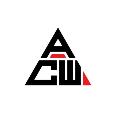 Üçgen şekilli ACW üçgen harf logosu tasarımı. ACW üçgen logo tasarımı monogramı. ACW üçgen logo şablonu kırmızı renkte. ACW üçgen logosu Basit, Zarif ve Lüks Logo.