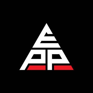 Üçgen şekilli EPP üçgen harf logosu tasarımı. EPP üçgen logo tasarımı monogramı. Kırmızı renkli EPP üçgen vektör logo şablonu. EPP üçgen logosu Basit, Zarif ve Lüks Logo.