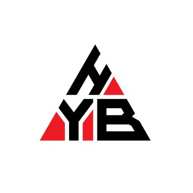 Üçgen şekilli HYB üçgen harf logosu tasarımı. HYB üçgen logo tasarımı monogramı. Kırmızı renkli HYB üçgen vektör şablonu. HYB üçgen logosu Basit, Zarif ve Lüks Logo.