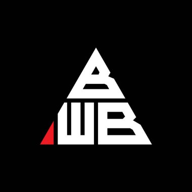 Üçgen şekilli BWB üçgen harf logosu tasarımı. BWB üçgen logo tasarımı monogramı. Kırmızı renkli BWB üçgen vektör şablonu. BWB üçgen logosu Basit, Zarif ve Lüks Logo.